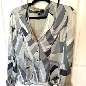 Escada Grey patterned silk blouse size M